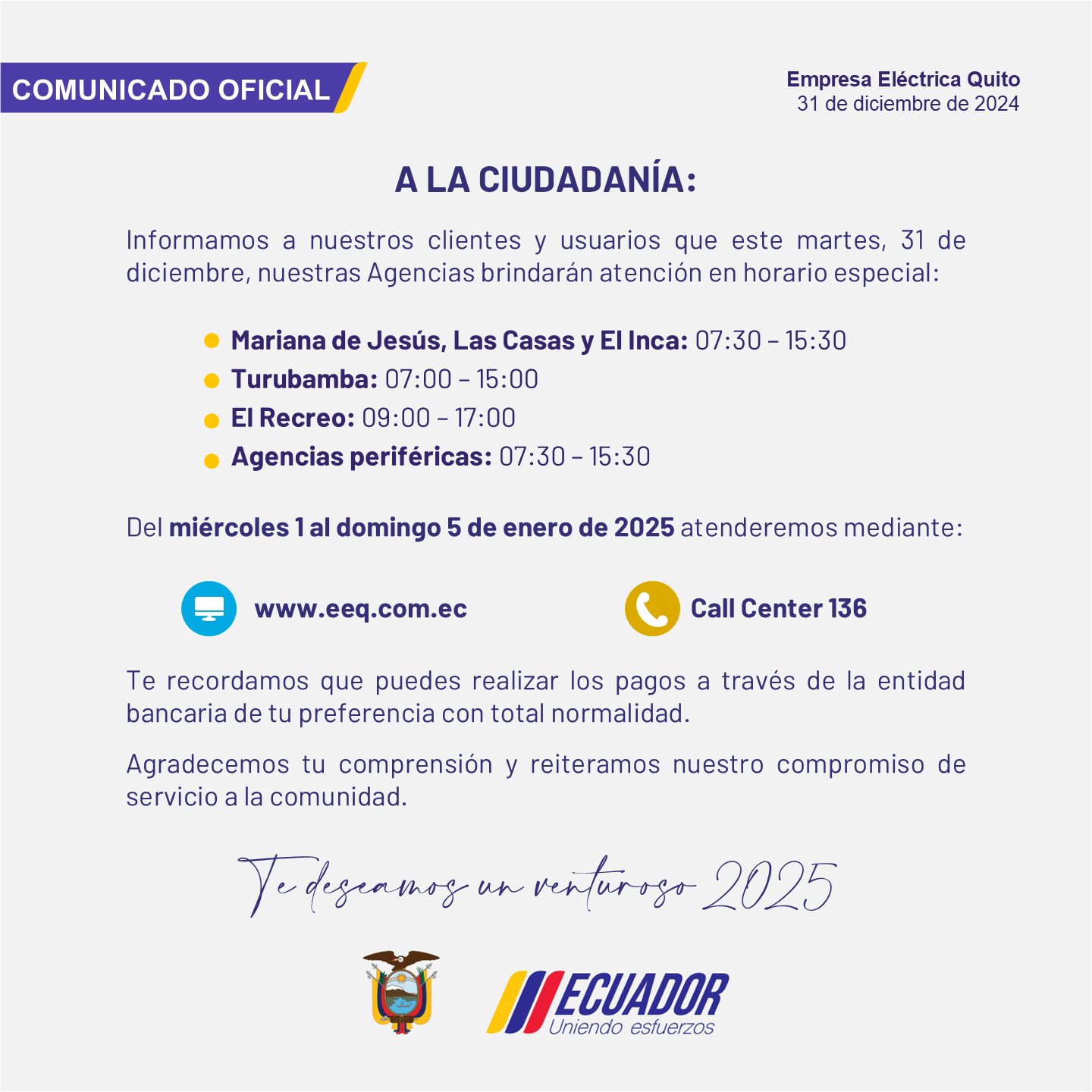 Comunicado oficial